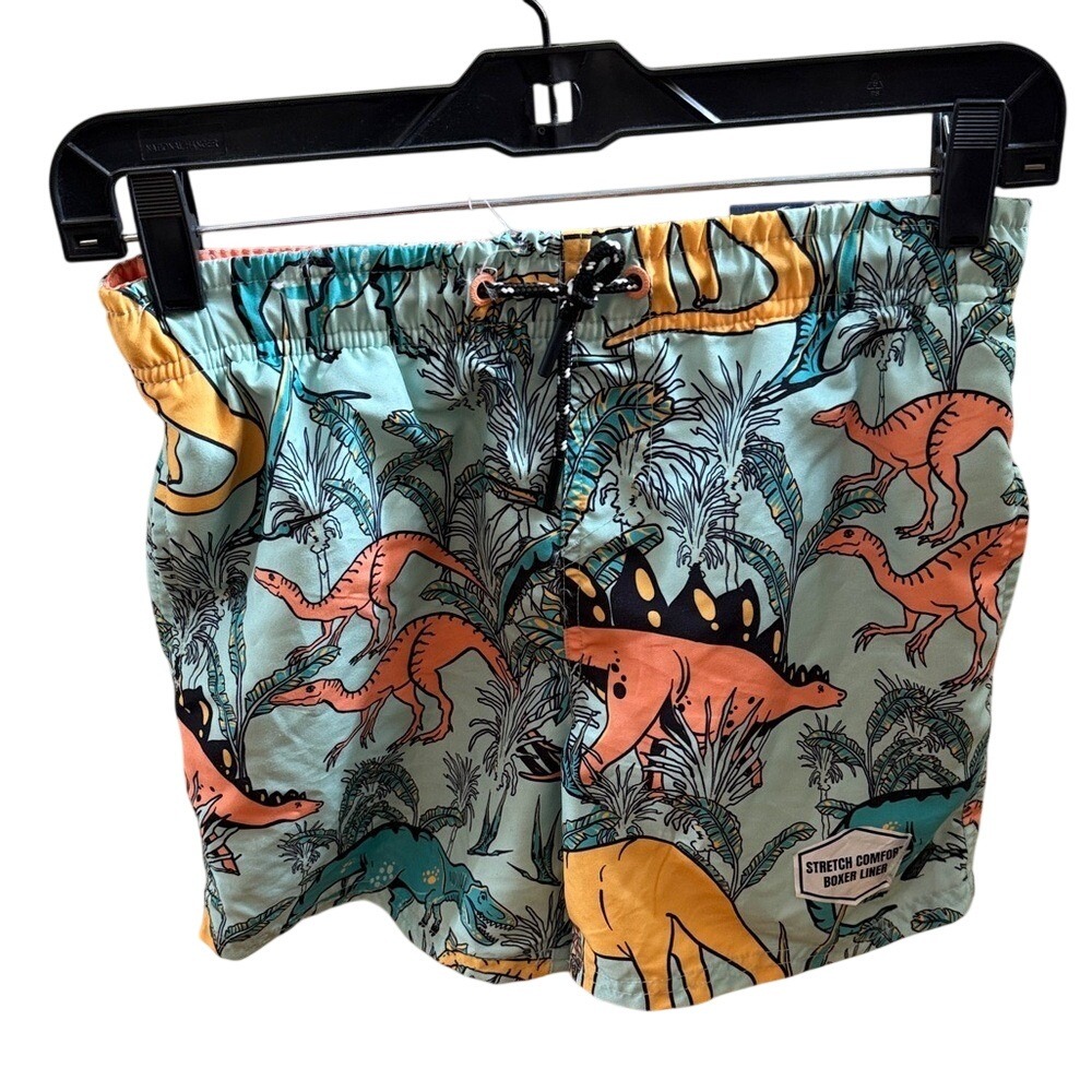 Distortion Kids Boys Size M‎ Swim Trunks Shorts Dinosaurs Print Elastic Waist